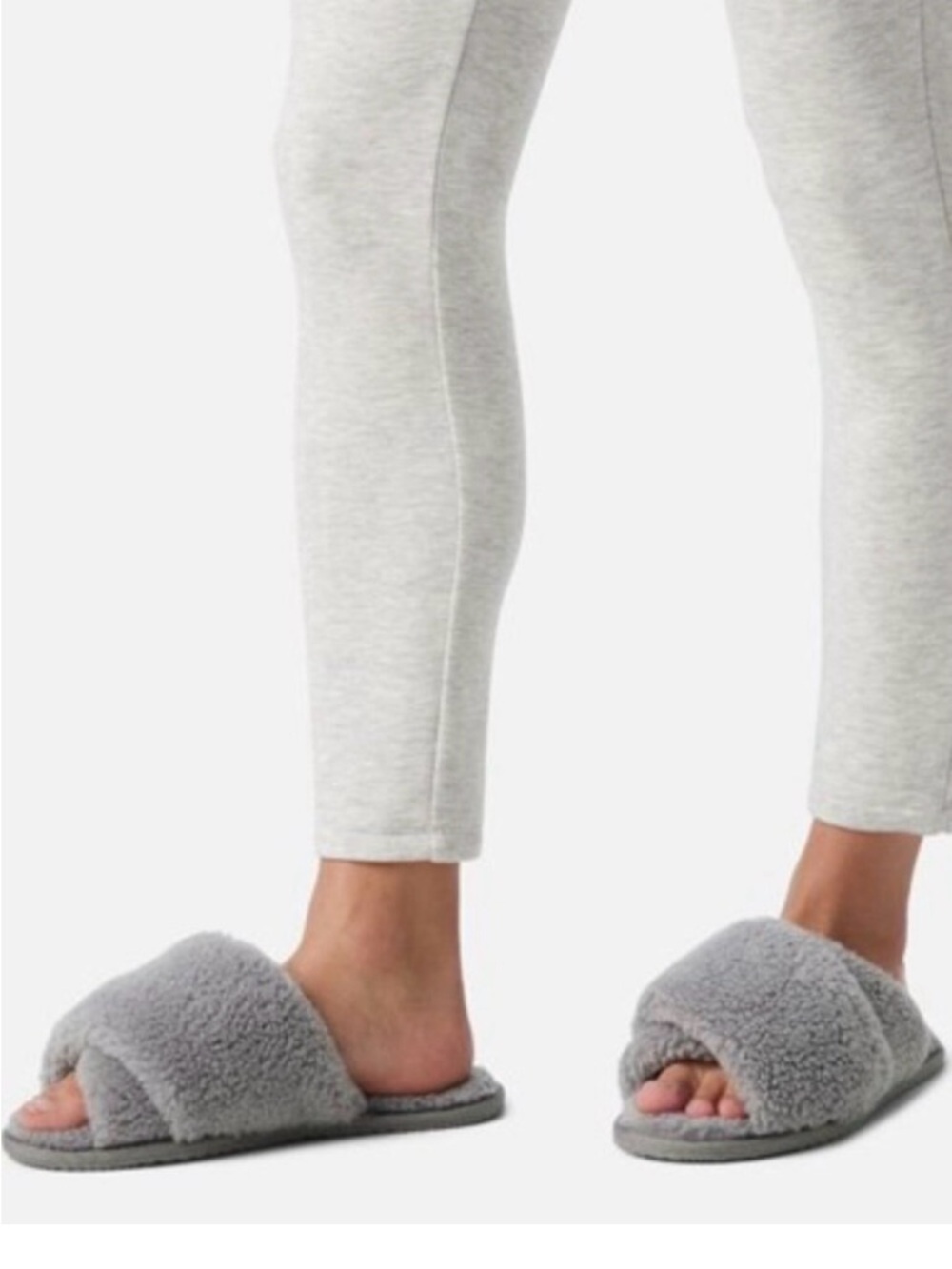 New Sorel Size 10 Cozy Gray Faux-Sherpa Slide Slippers